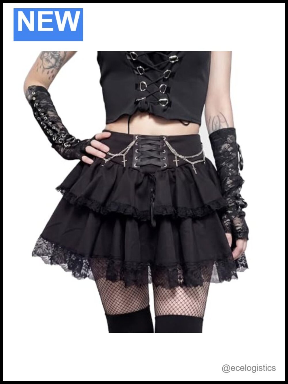 High Waist Lace-Up Corset Gothic Mini Skirt Pleated Y2K Grunge Punk